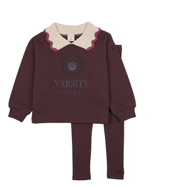 Analogy by Lil Legs Plum/Cream Fan Club Girls Sweatshirt Set