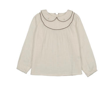 Analogy by Lil Legs Cream/Misty Oat Signature Collection Girls Embroidered Shirt