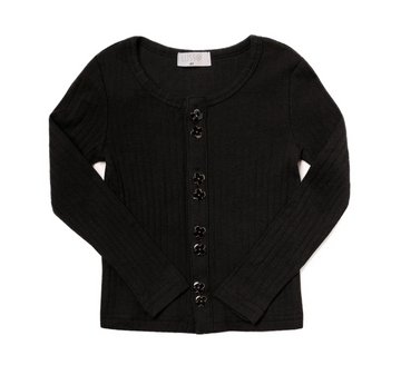 Lusso Chic Black Pointelle Cardigan
