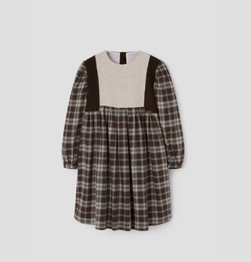 Popelin Brown Plaid Dress with Panels (Mod.46.3)