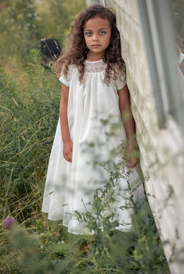 Gowns By Little Tempest Round Neck Lace Taffeta Gown - Ivory