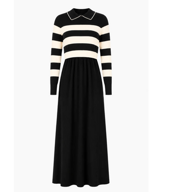 Pashmini Katie Teen B/W Striped Overlay - Black
