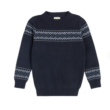 Looms Fair Isle Boys Sweater - Grey / Blue