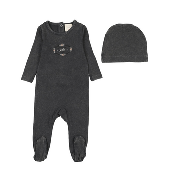Analogy by Lil Legs Off Black Stitch Studio Footie Set