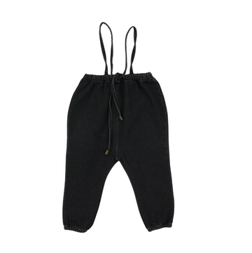 Lil Legs Black Denim Basics Denim Suspender Pants