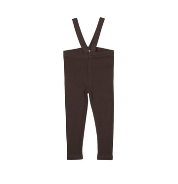 Lil Legs Chocolate Brown Basic Leggings Ribbed Suspender Leggings