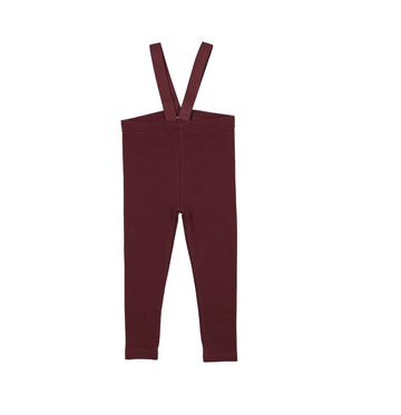 Lil Legs Burgundy Basic Leggings Ribbed Suspender Leggings