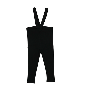 Lil Legs Black Basic Leggings Ribbed Suspender Leggings