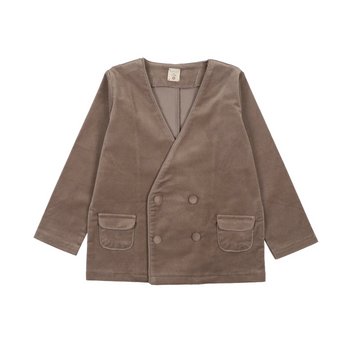 Analogy by Lil Legs Misty Oat Occasion Wear Trim Velvet Blazer
