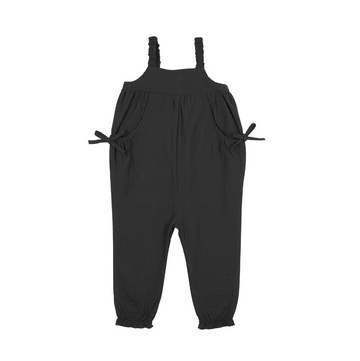 Lil Legs Black Maxi Loungewear Jacquard Romper