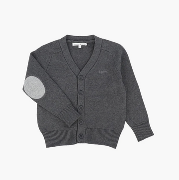 Little Parni Boy's Contrast Patch Cardigan - Grey [K679]
