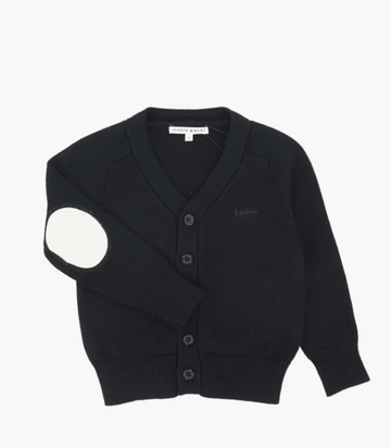 Little Parni Boy's Contrast Patch Cardigan - Black [K679]