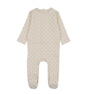 Lilette by Lil Legs Cream/Pink Cotton Stripe Print Footie