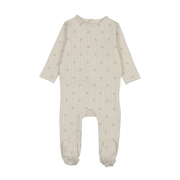 Lilette by Lil Legs Cream/Oat Cotton Stripe Print Footie