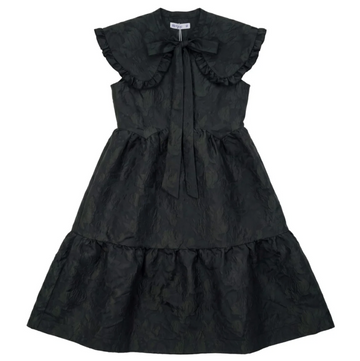 Pip + Pio Oversized Collar Brocade Dress - Green