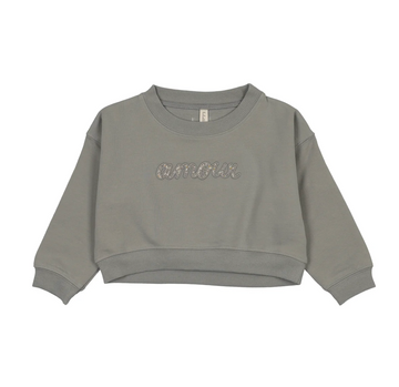 Lilette by Lil Legs Blue Cotton Cropped Baby Sweatshirt-Floral