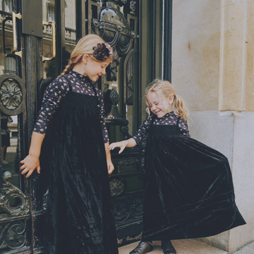 Madeleine Violette Black Velour Maxi Dress