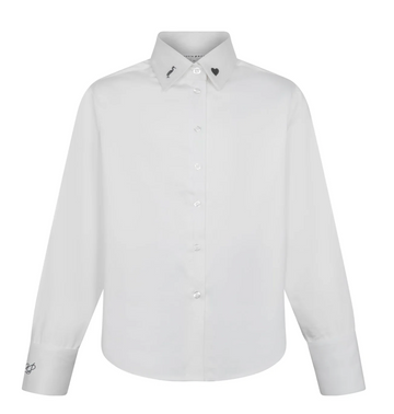 Little Parni White/Grey Teen's Elegant Embroidered Shirt (K687)