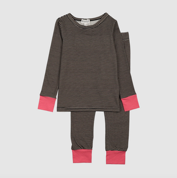 Bopop Grey/Black Stripe, Orange Pink Cuff Pajamas (Pajama Collection) N491