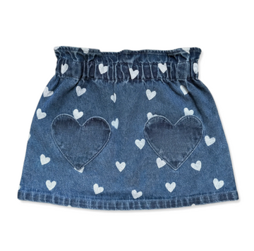 Louis Louise Skirt Teacher Long Denim Heart Blue (covers the knees)