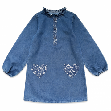 Louis Louise Dress Sylvie Long Denim Blue (covers the knee)