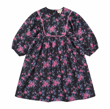 Louis Louise Dress Mahani Twill Bouquet Black
