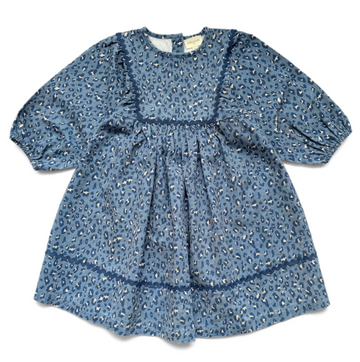 Louis Louise Dress Mahana Long Light Denim Leopard Blue