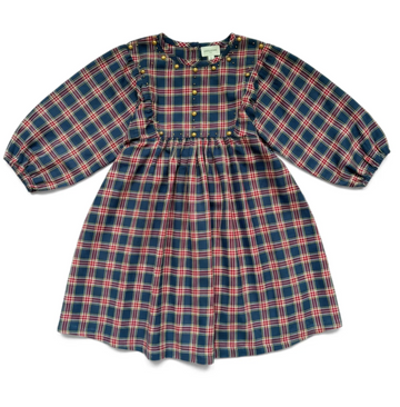 Louis Louise Dress Mahana Twill Tartan Dark Navy