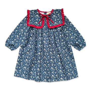Louis Louise Dress Celicia Long Twill Romantic Flower Navy
