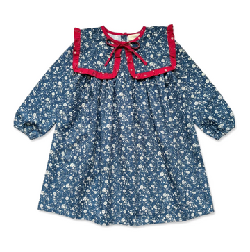 Louis Louise Dress Celicia Twill Romantic Flower Navy