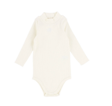 Lil Legs Cream Ribbed Basics Ribbed Long Sleeve Mockneck Onesie