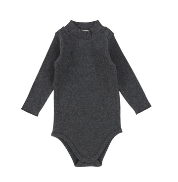 Lil Legs Heather Grey Ribbed Basics Ribbed Long Sleeve Mockneck Onesie