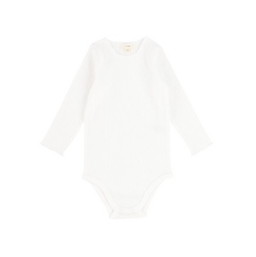 Lil Legs Off White Ribbed Basics Ribbed Crewneck Long Sleeve Onesie