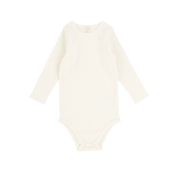 Lil Legs Cream Ribbed Basics Ribbed Crewneck Long Sleeve Onesie