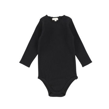 Lil Legs Black Ribbed Basics Ribbed Crewneck Long Sleeve Onesie