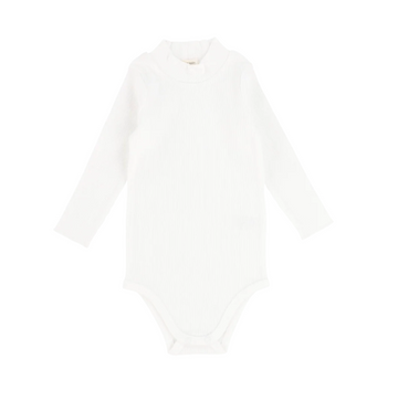 Lil Legs Off White Ribbed Basics Ribbed Long Sleeve Mockneck Onesie