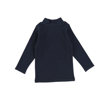 Lil Legs Navy Ribbed Basics Ribbed Long Sleeve Mockneck Tee