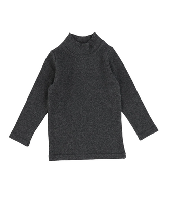 Lil Legs Heather Grey Ribbed Basics Ribbed Long Sleeve Mockneck Tee