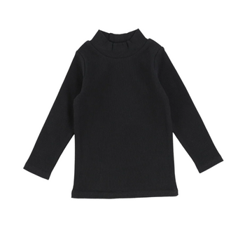 Lil Legs Black Ribbed Basics Ribbed Long Sleeve Mockneck Tee