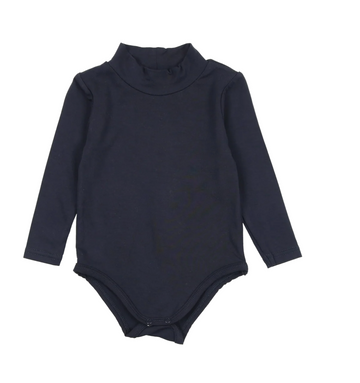 Lil Legs Navy Bamboo Basics Bamboo Long Sleeve Mockneck Onesie