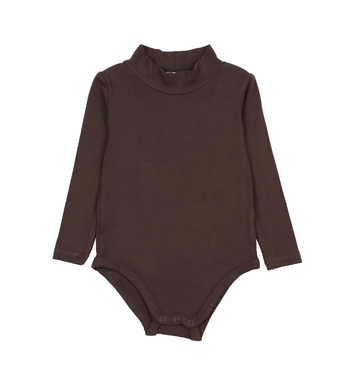 Lil Legs Chocolate Brown Bamboo Basics Bamboo Long Sleeve Mockneck Onesie