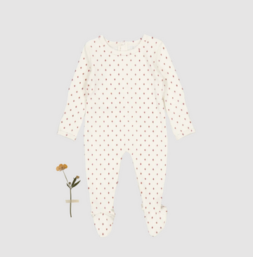 Lovely Littles The Printed Footie - Burgundy Damask