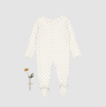 Lovely Littles The Printed Footie - Blue Damask
