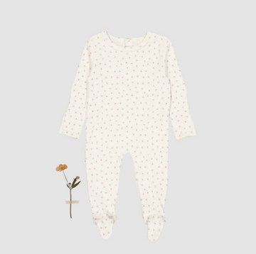 Lovely Littles The Printed Footie - Pink Roseberry