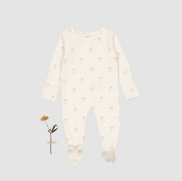 Lovely Littles The Printed Footie - Heirloom Bow
