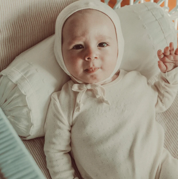 Lovely Littles The Pointelle Footie - Oatmilk