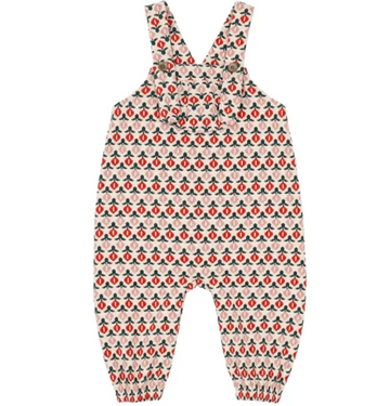 Pompomme Cream Printed Cord Romper