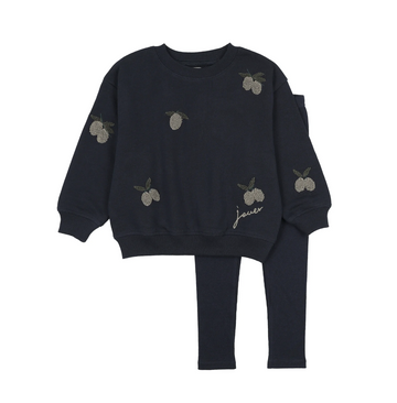 Analogy by Lil Legs Navy Wardrobe Staples Olive Patch Sweatshirt Set