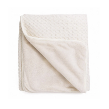 Mema Knits Waffle/ Fur Blanket, Cream