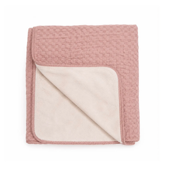 Mema Knits Waffle/ Fur Blanket, Pink